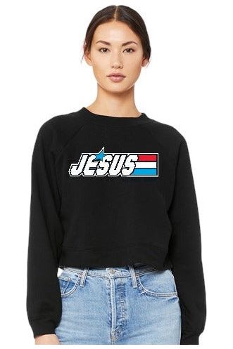 Jesus My Real Hero Crop Crew Neck Sweatshirt (color options)