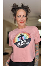 Load image into Gallery viewer, God’s Promise Ladies Crop Tee (color options)