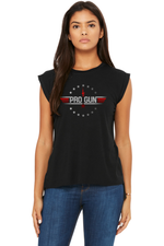 Load image into Gallery viewer, Pro Gun Black Ladies Flowy Muscle Tee (Color Options)
