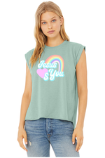 Load image into Gallery viewer, Jesus Loves You  Ladies Flowy Muscle Tee (Color Options)

