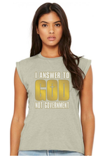 Load image into Gallery viewer, God not Government Ladies Flowy Muscle Tee (Color Options)
