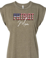 Load image into Gallery viewer, Patriot Mom Ladies Flowly Muscle Tee (Color Options)