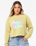 Load image into Gallery viewer, Jesus Loves You Crop Crew Neck Sweatshirt (color options)
