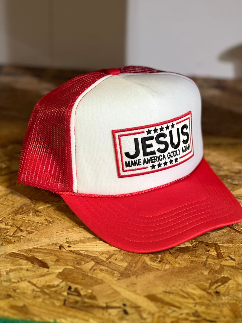 Jesus. Make America Godly Again trucker hat