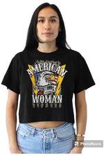Load image into Gallery viewer, American Woman Ladies Crop Tee (color options)
