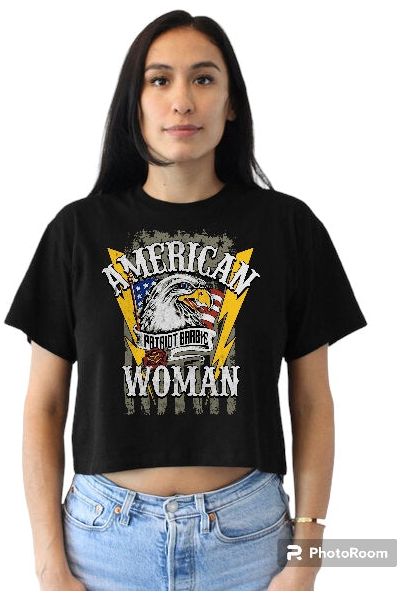 American Woman Ladies Crop Tee (color options)