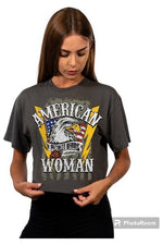 Load image into Gallery viewer, American Woman Ladies Crop Tee (color options)
