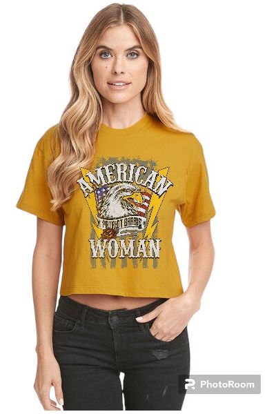 American Woman Ladies Crop Tee (color options)