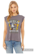 Load image into Gallery viewer, American Woman Ladies Flowy Muscle Tee (colors options)