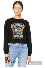 Load image into Gallery viewer, American Woman Crop Crew Neck Sweatshirt (color options)