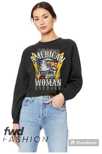 American Woman Crop Crew Neck Sweatshirt (color options)