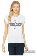 Load image into Gallery viewer, Pro Gun Black Ladies Flowy Muscle Tee (Color Options)
