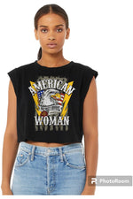 Load image into Gallery viewer, American Woman Ladies Crop Tank (color options)