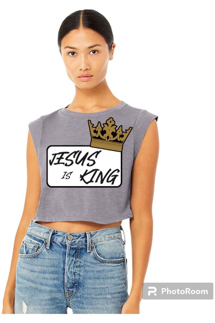 Jesus is King Ladies Crop Tank (color options)