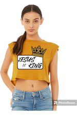 Load image into Gallery viewer, Jesus is King Ladies Crop Tank (color options)
