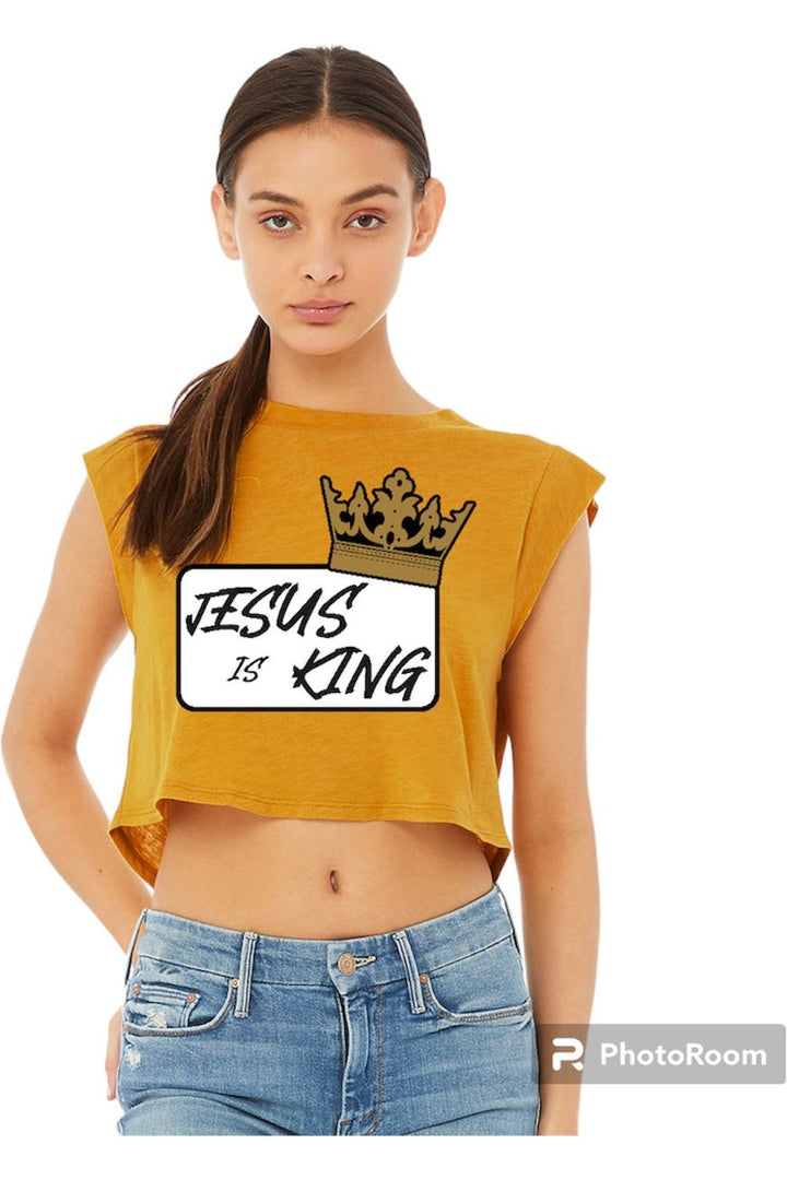 Jesus is King Ladies Crop Tank (color options)