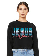 Load image into Gallery viewer, Jesus Won Crop Crew Neck Sweatshirt
