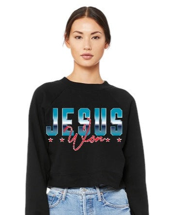 Jesus Won Crop Crew Neck Sweatshirt