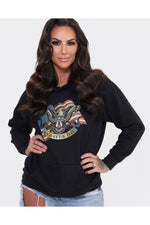 Load image into Gallery viewer, Land of the Free Black Unisex Hoodie - Crown of Country

