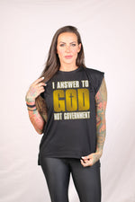 Load image into Gallery viewer, God not Government Ladies Flowy Muscle Tee (Color Options)
