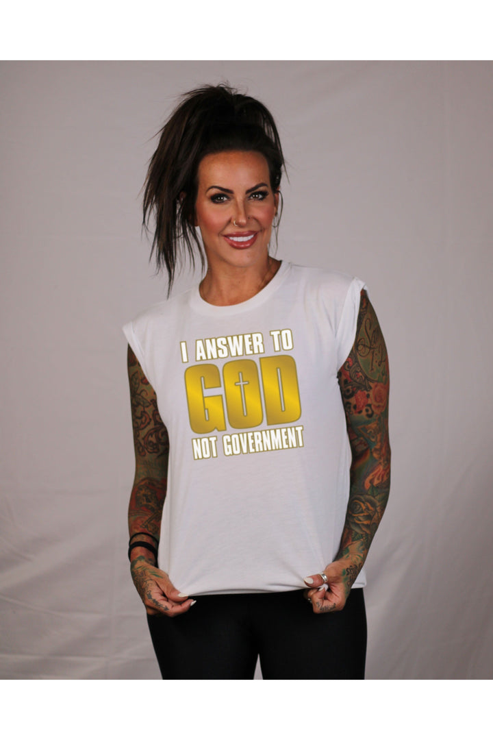 God not Government Ladies Flowy Muscle Tee (Color Options)