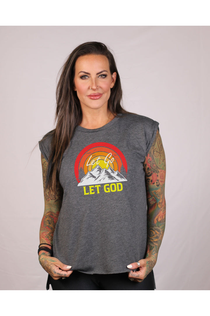 Let Go Let God Ladies Flowy Muscle Tee (Color Options)
