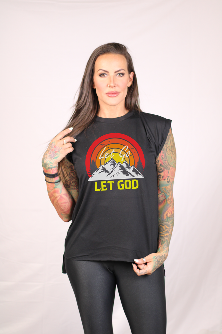 Let Go Let God Ladies Flowy Muscle Tee (Color Options)