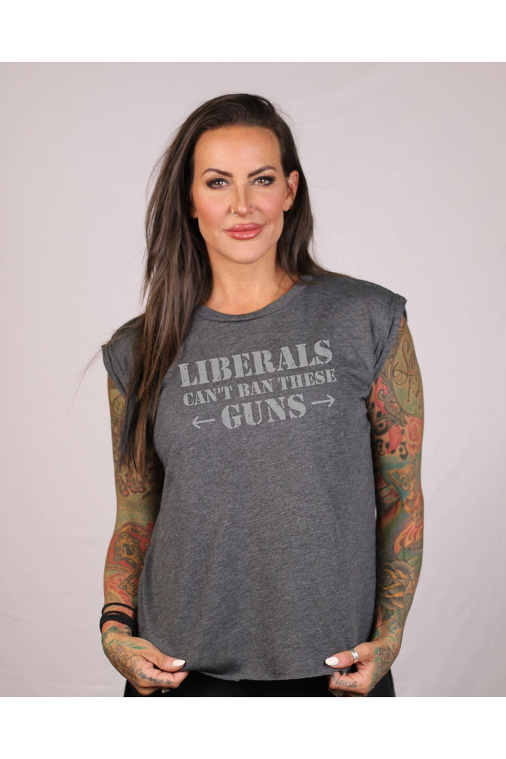 Liberals Can't Ban These Guns Ladies Flowy Muscle Tee