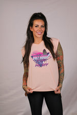Load image into Gallery viewer, The Patriot Barbie is my BFF Ladies Flowy Muscle Tee (Optional Colors)