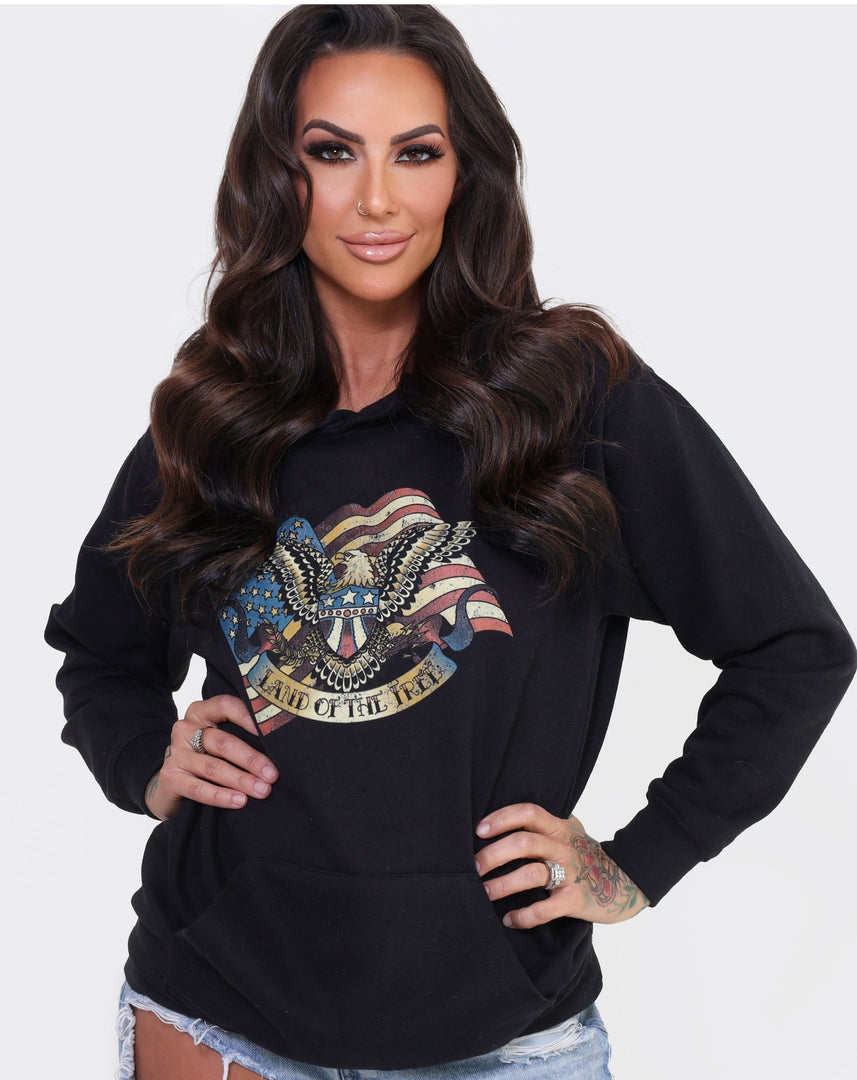 Land of the Free Black Unisex Hoodie - Crown of Country