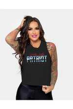 Load image into Gallery viewer, Pretty Little Patriot Cropped Tank (Black) - Crown of Country
